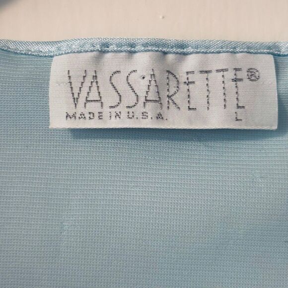 Vassarette L vintage classic silky nylon covered button robe light blue - Picture 5 of 6